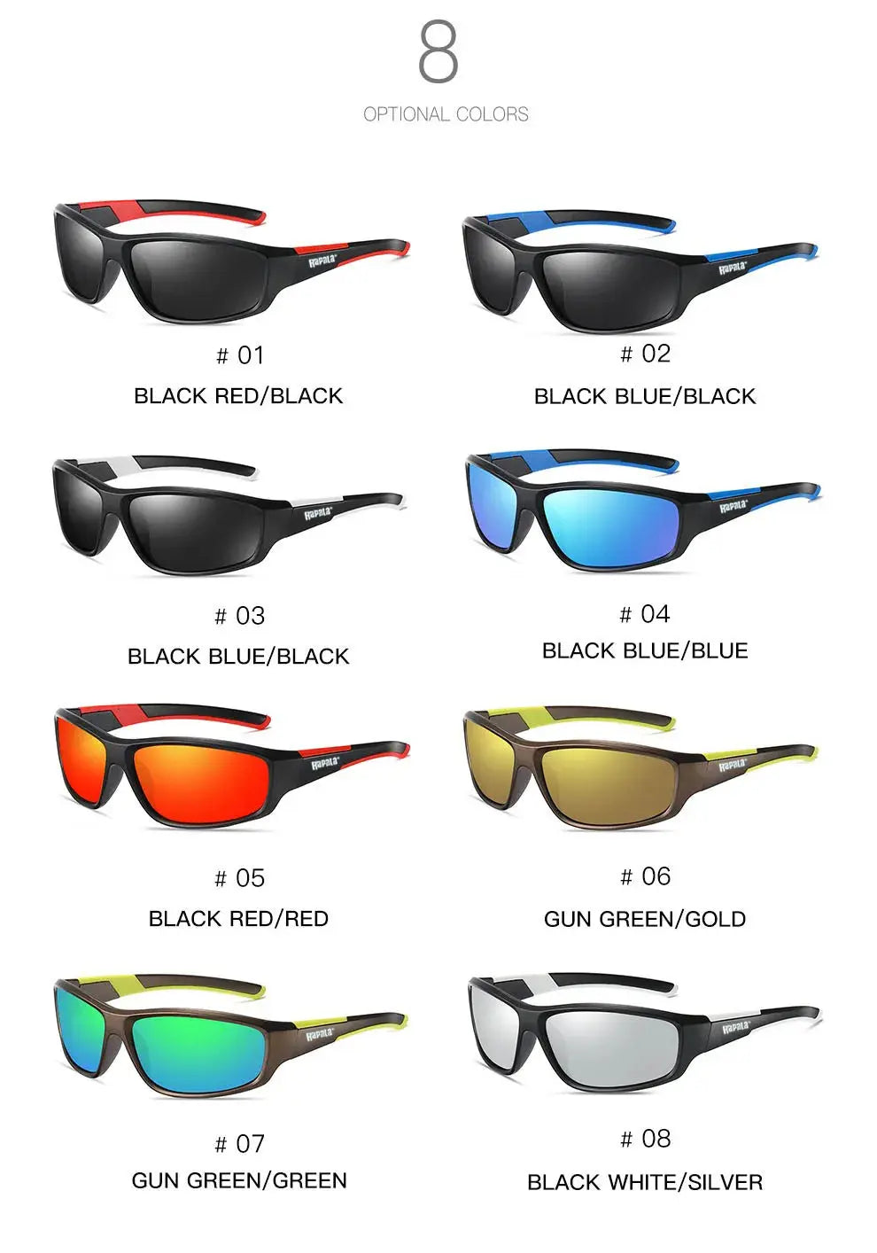 Rapala High Definition Polarized Sunglasses for Men Women Outdoor Sport Fishing Sun Glasses UV400 Protection Driving Eyeglasses
