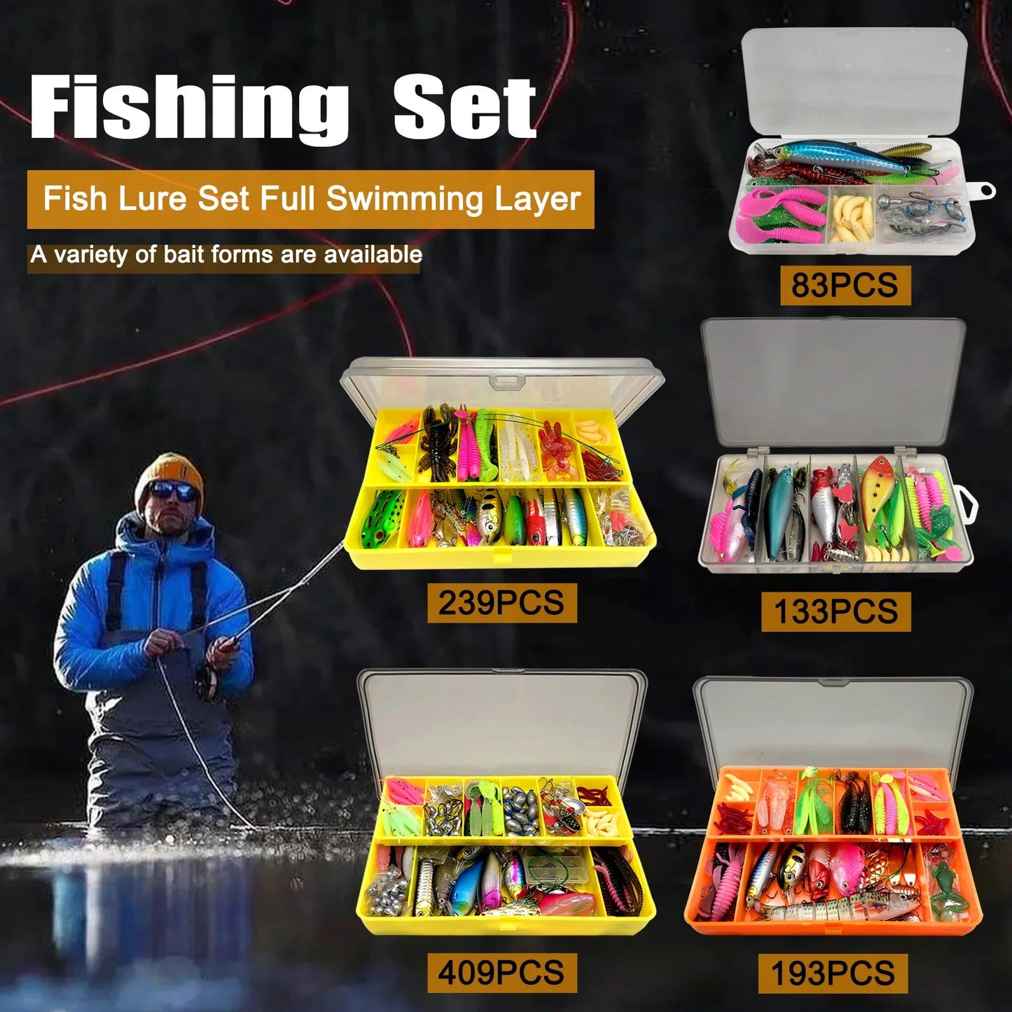 Ultimate Fishing Lure Kit: 83 - 409pcs for All Waters - SportFishingHub