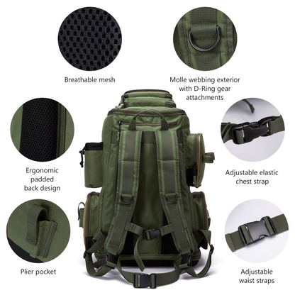 Waterproof Fishing Tackle Backpack – Multi-Compartment Storage System - BassDash | SportFishing Hub