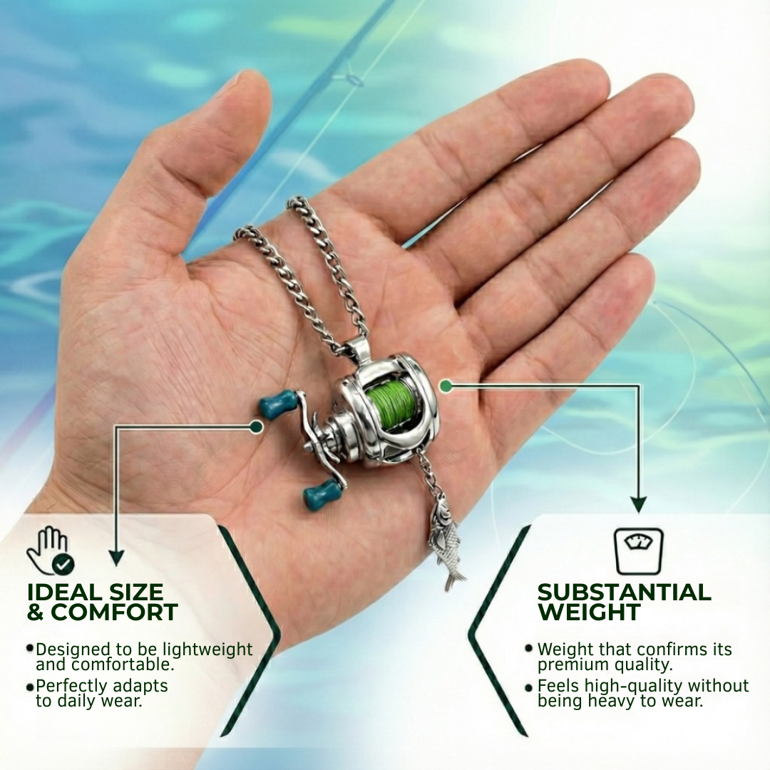 Mini Fishing Reel Necklace – Stainless Steel Angler Pendant | SportFishing Hub