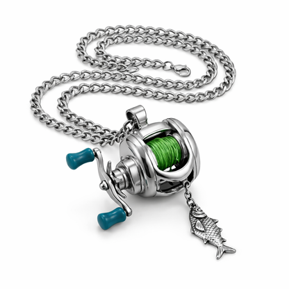 Mini Fishing Reel Necklace – Stainless Steel Angler Pendant | SportFishing Hub