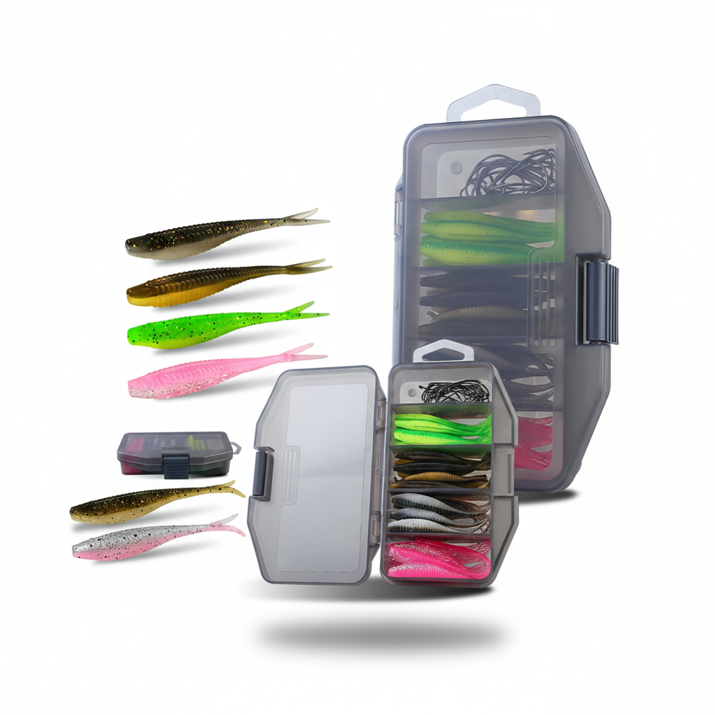 61-Piece Soft Plastic Lure Set – Bionic Swimbaits with Storage Box | SportFishing Hub