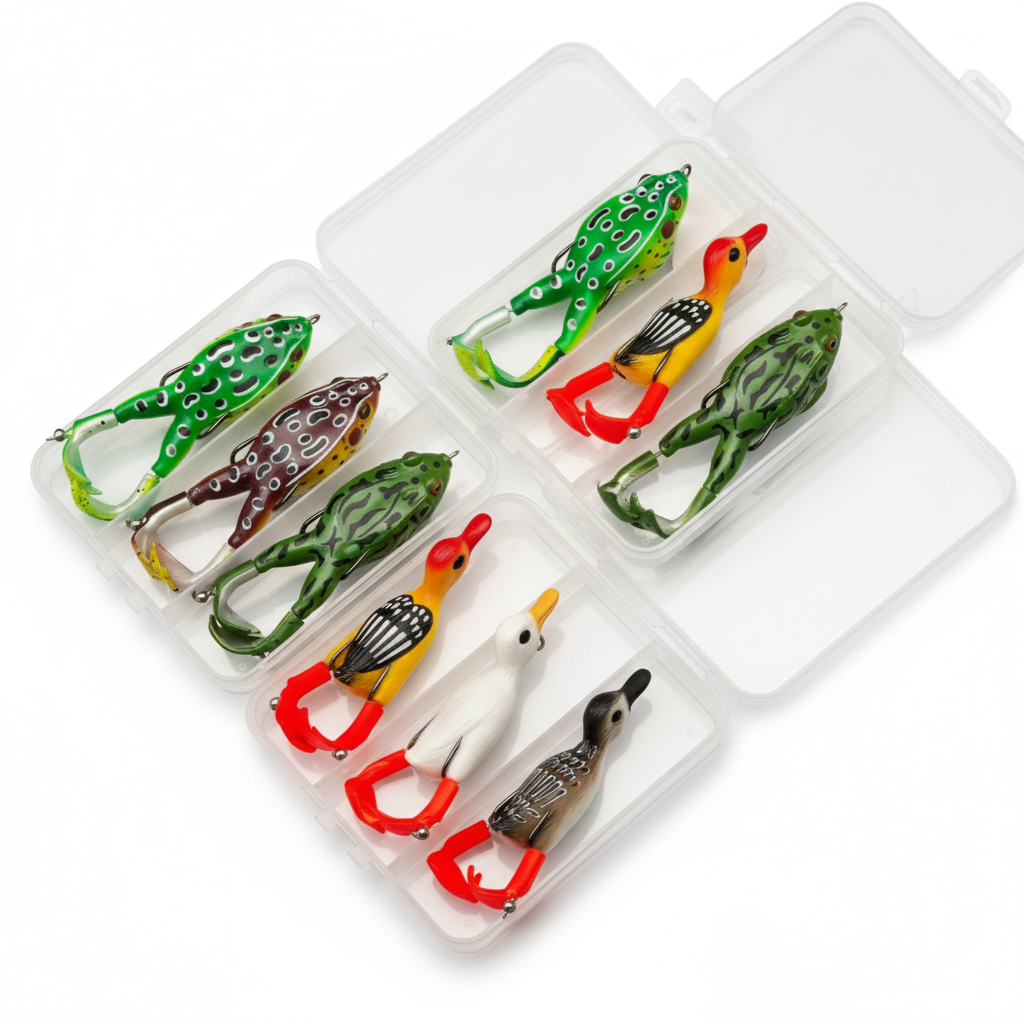 Topwater Predator Lure Kit – 3 Soft Frog & Duck Surface Baits | SportFishing Hub
