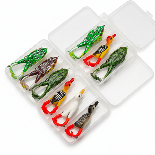 Topwater Predator Lure Kit – 3 Soft Frog & Duck Surface Baits | SportFishing Hub