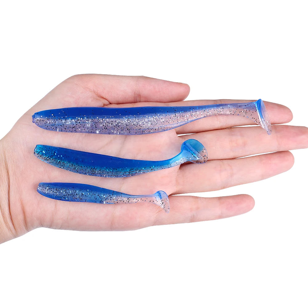 QXO 50 Pcs/Lot Swimbait Soft Lure Silicone Bait Shad Wobbler Sea Worm Streamer 7/10/13cm Silicone Lure Spinnerbait  Accessories