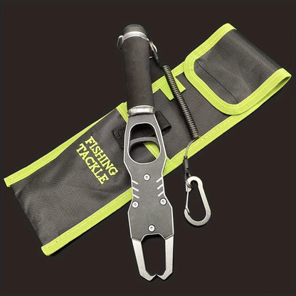 ANFS Fishing Lip Gripper Pliers Tool - Fish Lip Gripper with Scale, 40 Pound Fishing Gripper- Lockable Handy Fishing Pliers
