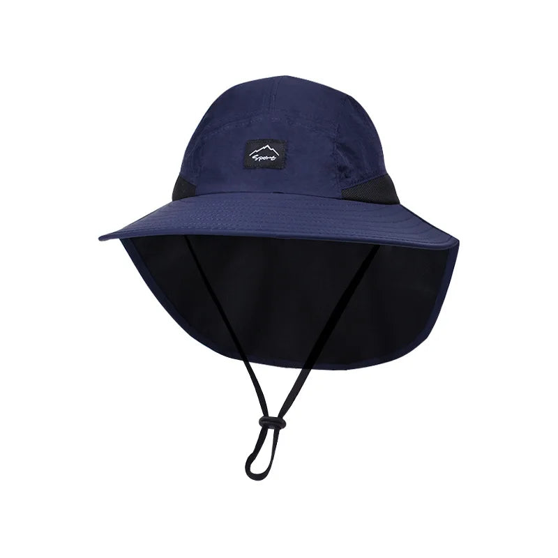 Summer Water-resistant Men's Fisherman Hats with Shawl Outdoor Hiking Fishing Breathable Wide Brim Bucket Hat Sun UV Protection