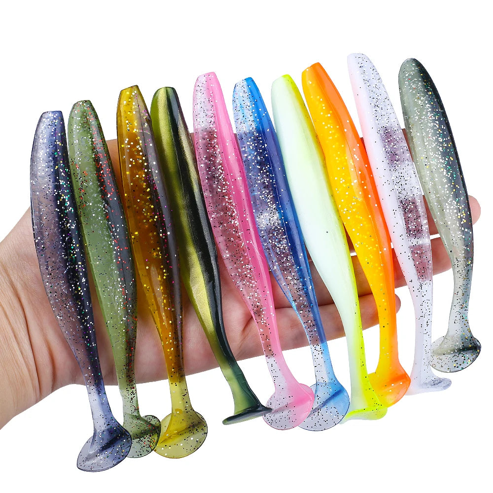 QXO 50 Pcs/Lot Swimbait Soft Lure Silicone Bait Shad Wobbler Sea Worm Streamer 7/10/13cm Silicone Lure Spinnerbait  Accessories