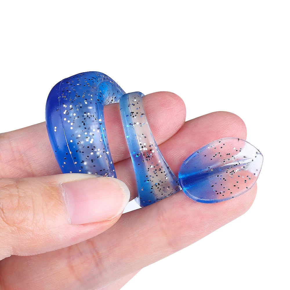 QXO 50 Pcs/Lot Swimbait Soft Lure Silicone Bait Shad Wobbler Sea Worm Streamer 7/10/13cm Silicone Lure Spinnerbait  Accessories