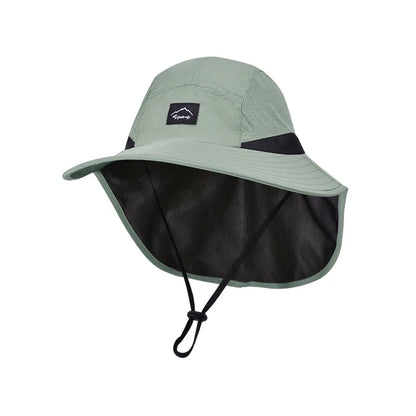 Summer Water-resistant Men's Fisherman Hats with Shawl Outdoor Hiking Fishing Breathable Wide Brim Bucket Hat Sun UV Protection