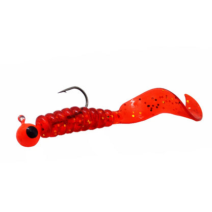 34pcs 1 Set 17pcs Metal Jig Head Fishing Hooks + 17pcs Soft Worm Lure Grub Silicone Fish Artificial Bait Tackle
