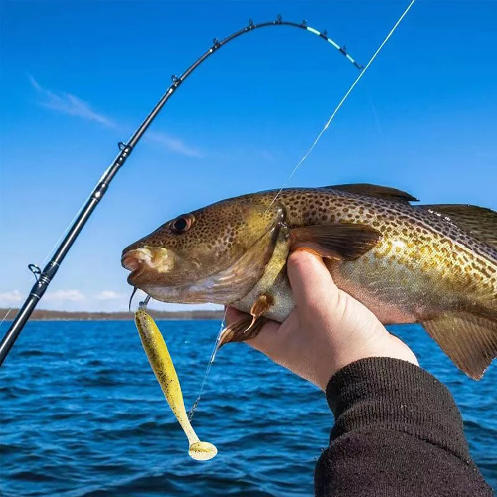 QXO 50 Pcs/Lot Swimbait Soft Lure Silicone Bait Shad Wobbler Sea Worm Streamer 7/10/13cm Silicone Lure Spinnerbait  Accessories