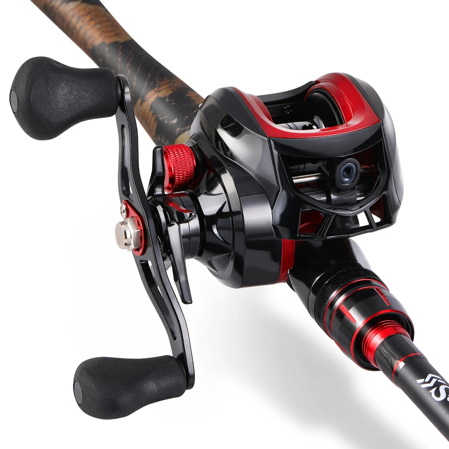 Sougayilang Fishing Rod and Reel Combo Set Carbon Fiber Fishing Rod Casting Pole with Metal Gear Baitcasting Fishing Reel Pesca