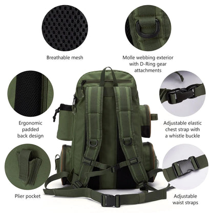 Bassdash Tactical Fishing Backpack – Lightweight & Multifunctional - SportFishingHub