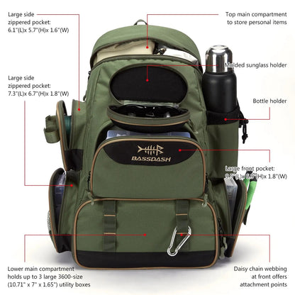 Bassdash Tactical Fishing Backpack – Lightweight & Multifunctional - SportFishingHub