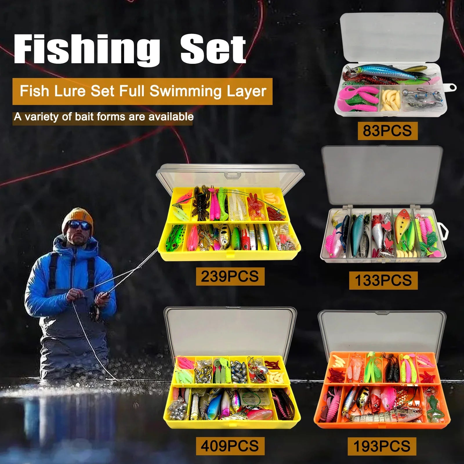 Ultimate Fishing Lure Kit: 83 - 409pcs for All Waters - SportFishingHub