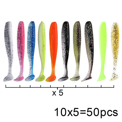 Ultimate Soft Lure Set: 50 Pcs Silicone Swimbaits - SportFishingHub
